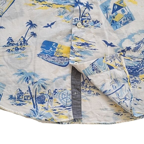 Nautica Men's XL Tropical Shirt Linen Blend Button Front Short Sleeve - Picture 5 of 8